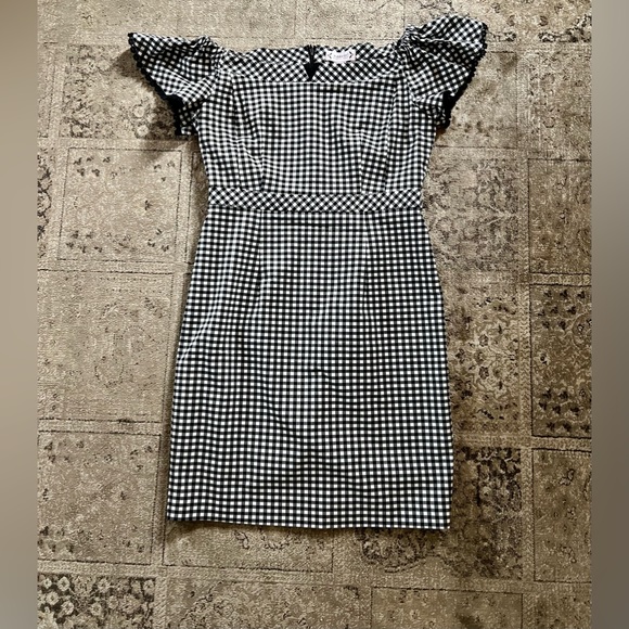 NANETTE LEPORE NWOT Off The Shoulder Black & White Gingham Dress Size 6 - Picture 7 of 9